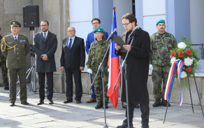 František Alexandr Kronika připomněl několik historických událostí vztahujících se ke vzniku republiky v Českých Budějovicích